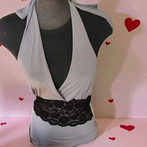 Elegant Halter Top with Lace Detail